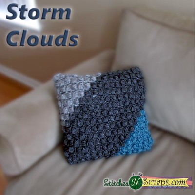 Storm Clouds Pillow - A free crochet pattern on StitchesNScraps.com