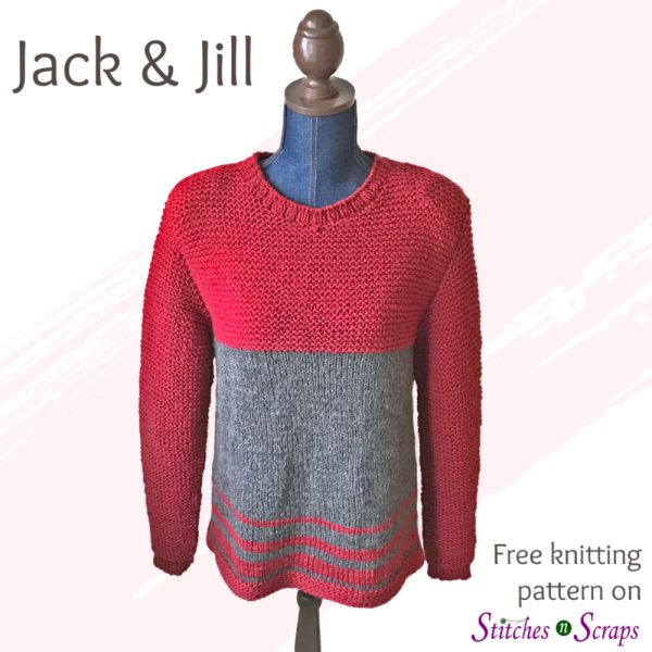 Jack and Jill - an easy knit sweater pattern on Stitches n Scraps