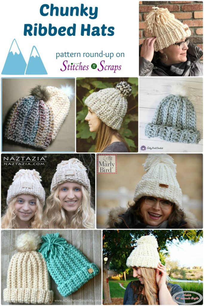 Chunky Ribbed Hats - a pattern round up on Stitches n Scraps