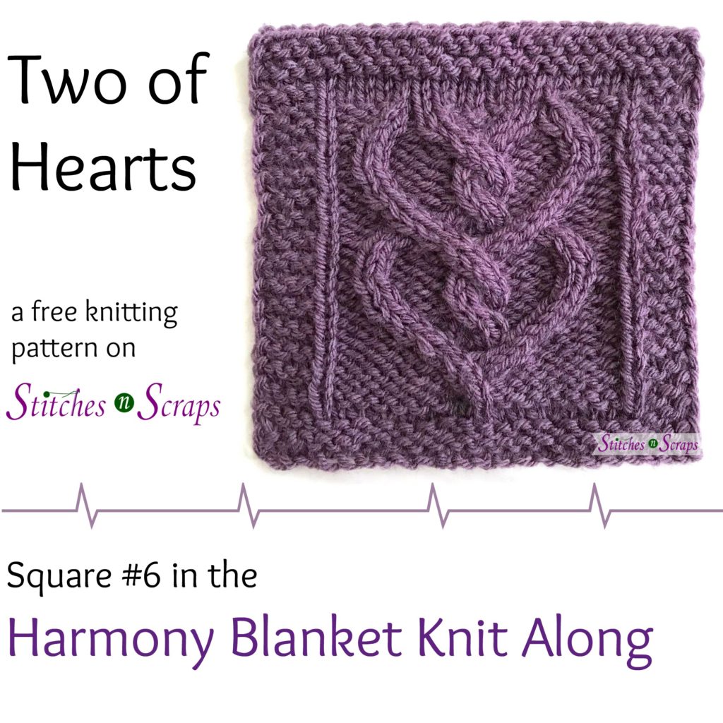 Two of Hearts - the 6th square in the Harmony Blanket KAL - StitchesNScraps.com