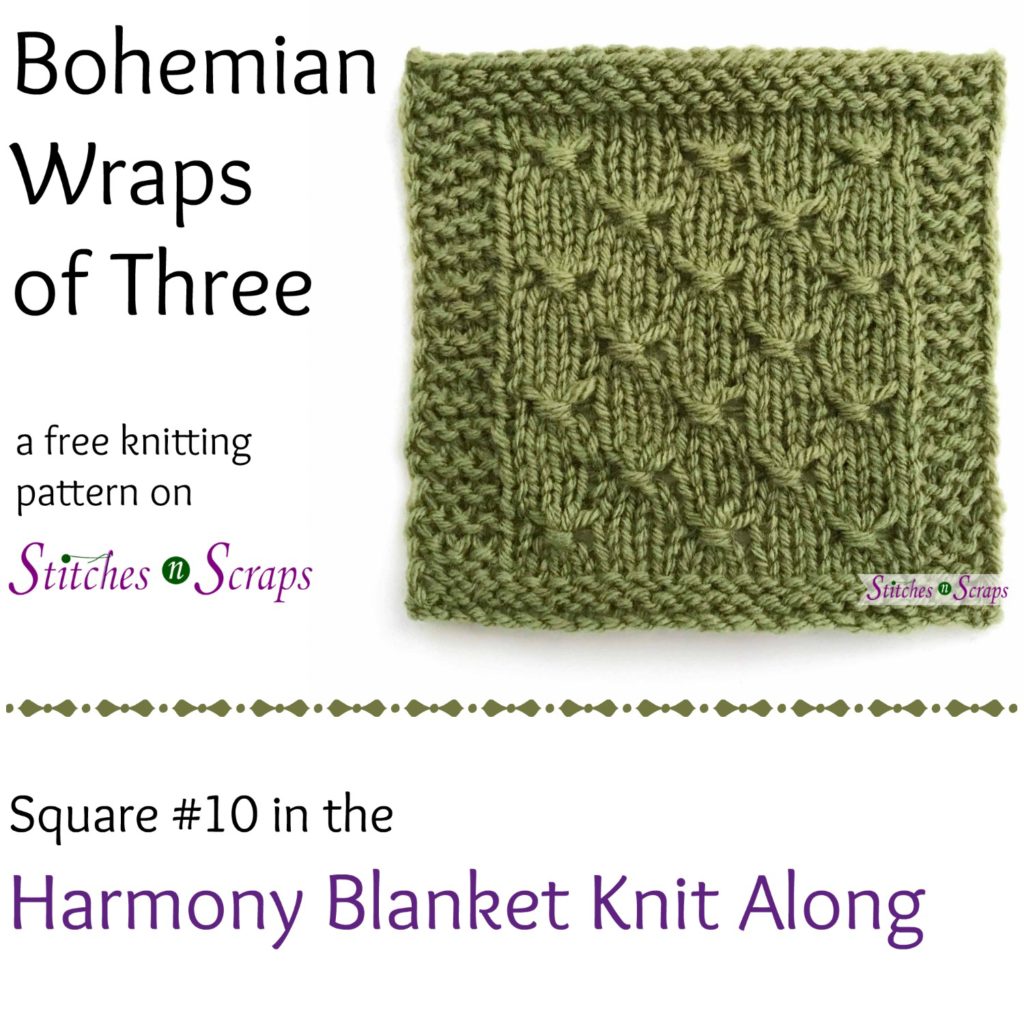 Bohemian Wraps of Three - a free knitting pattern on StitchesNScraps.com