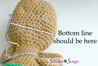Bottom and part guidelines - Adding Hair to an Amigurumi Doll - tutorial on Stitches n Scraps