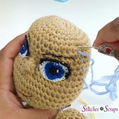 Sew guideline - Adding Hair to an Amigurumi Doll - tutorial on Stitches n Scraps