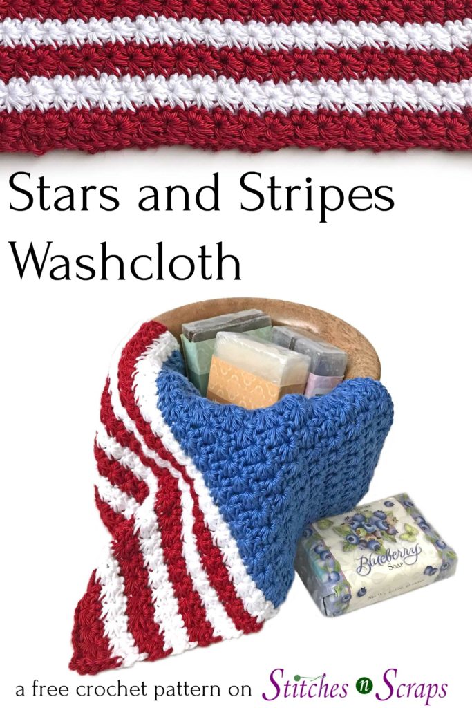 Stars & Stripes washcloth - a free crochet pattern on Stitches n Scraps