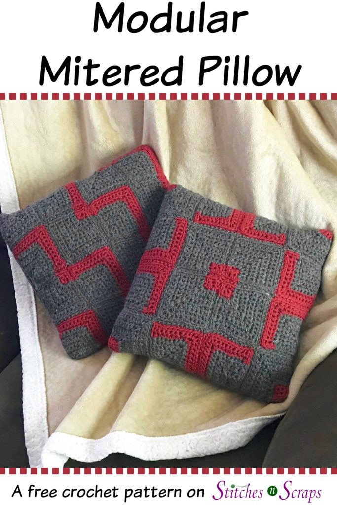 Modular Mitered Pillow - a free crochet pattern on Stitches n Scraps