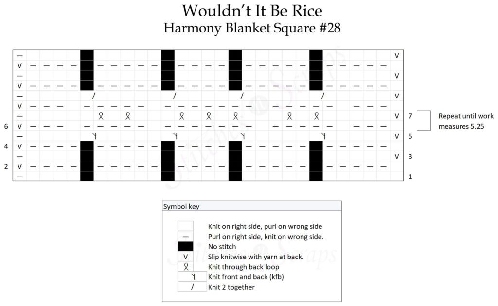 Chart for Wouldn't It Be Rice - A free knit pattern on StitchesnScraps.com