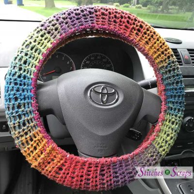 steering wheel cover after - Unicorn Clean product review on StitchesnScraps.com
