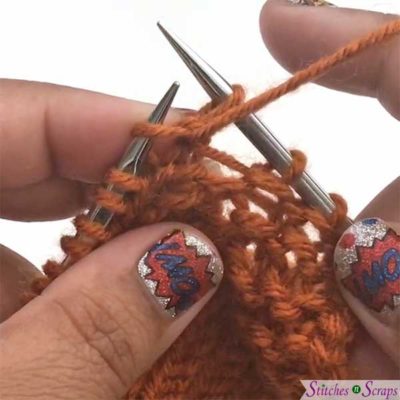 p2tog drop 1 loop - Knit Herringbone stitch tutorial Stitches n Scraps