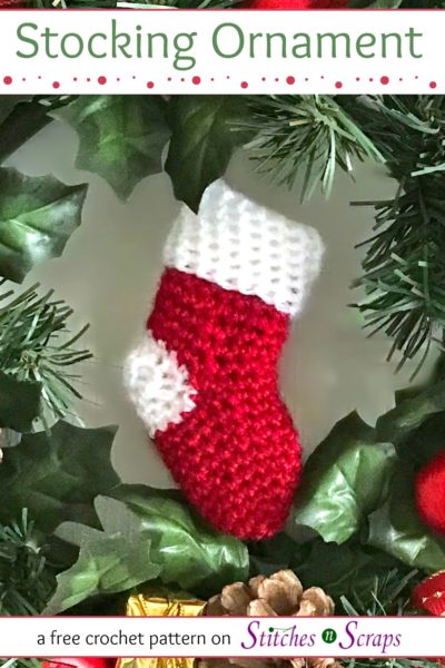 Stocking ornament - a free crochet pattern on Stitches n Scraps
