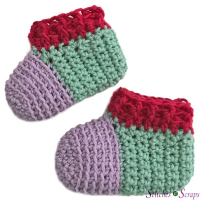 Little Cutie Booties - a free pattern on Stitches n Scraps