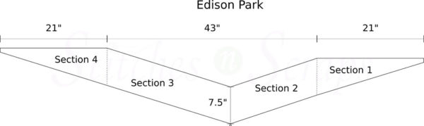 Schematic for Edison Park asymmetrical scarf on Stitches n Scraps