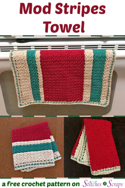Mod Stripes Towel - a free crochet pattern on Stitches n Scraps