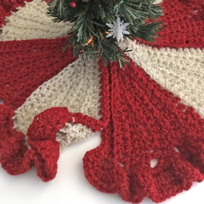 Ruffled Mini Tree Skirt - a free crochet pattern on Stitches n Scraps.com
