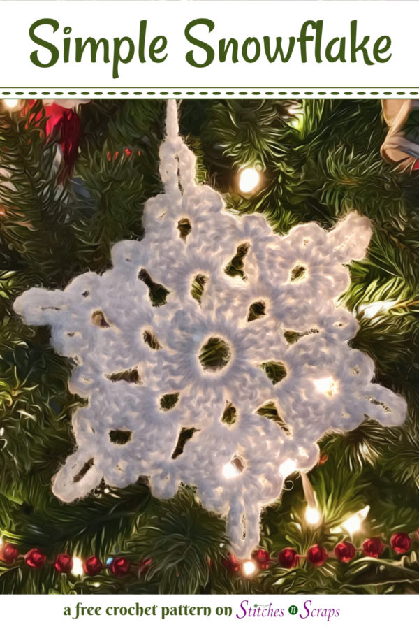 Simple Snowflake - a free crochet pattern on Stitches n Scraps