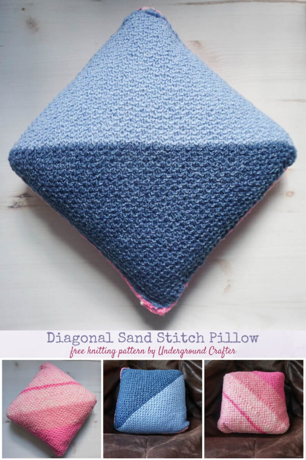 Diagonal Sand Stitch Pillow from Underground Crafter