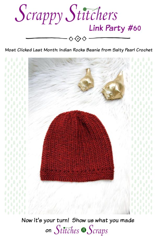 Scrappy Stitchers Link Party 60 - February 2020 - most clicked last month Indian Rocks Beanie from Salty Pearl Crochet