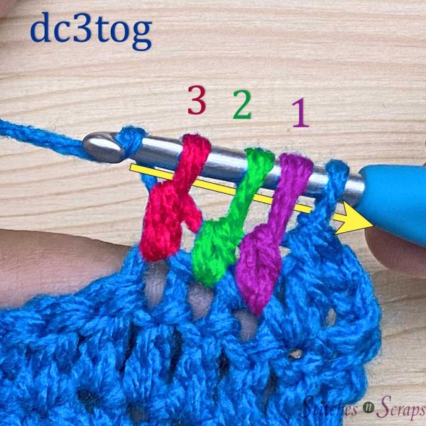 double crochet 3 together (dc3tog)