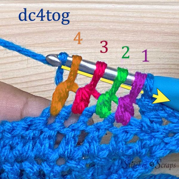 double crochet 4 together (dc4tog)