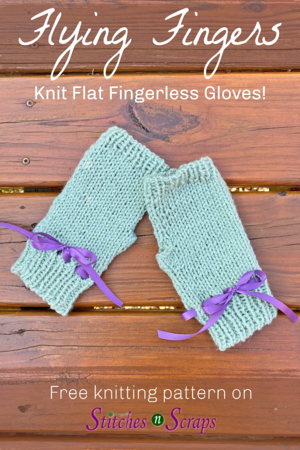 Flying Fingers knit flat fingerless mitts