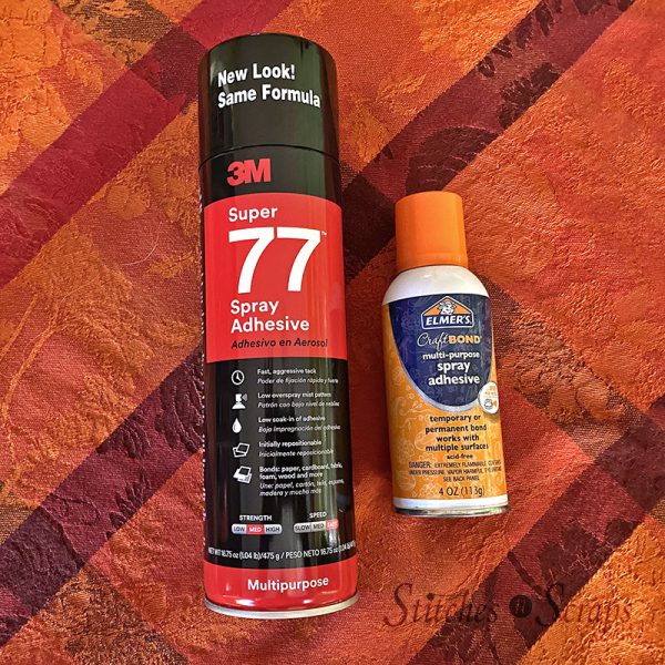 2 different spray glues - Elmers Craft Bond and 3M 77