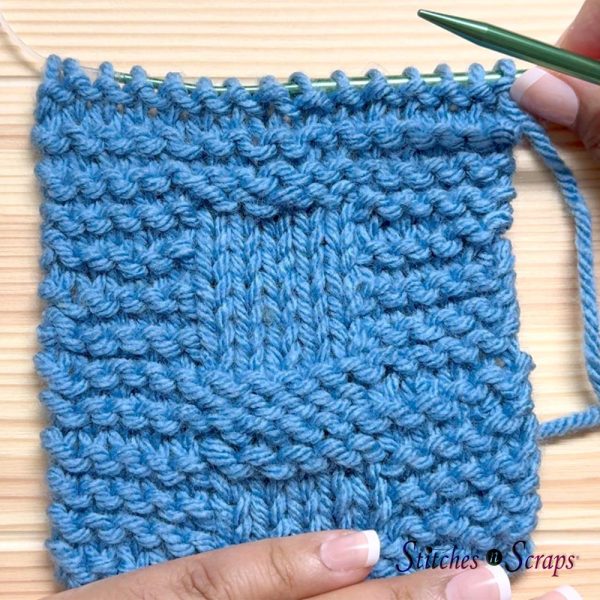 Swatch with fixed knitting mistake