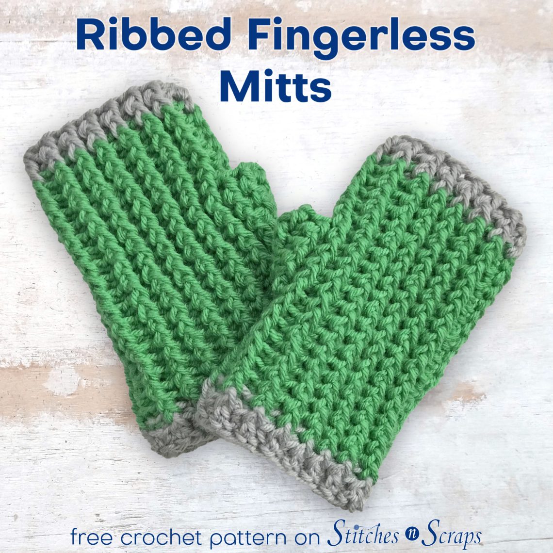 Ribbed Fingerless Mitts - free pattern on Stitches n Scraps
