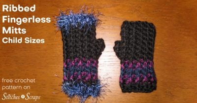 Ribbed Fingerless Mitts Child sizes