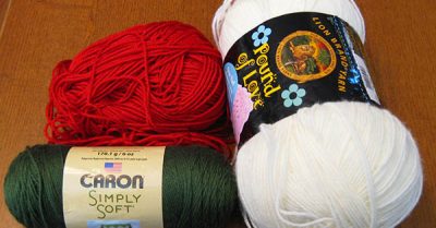 Yarns I used in my February tea cozy