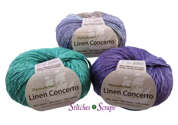 Plymouth Linen yarn in 3 colors