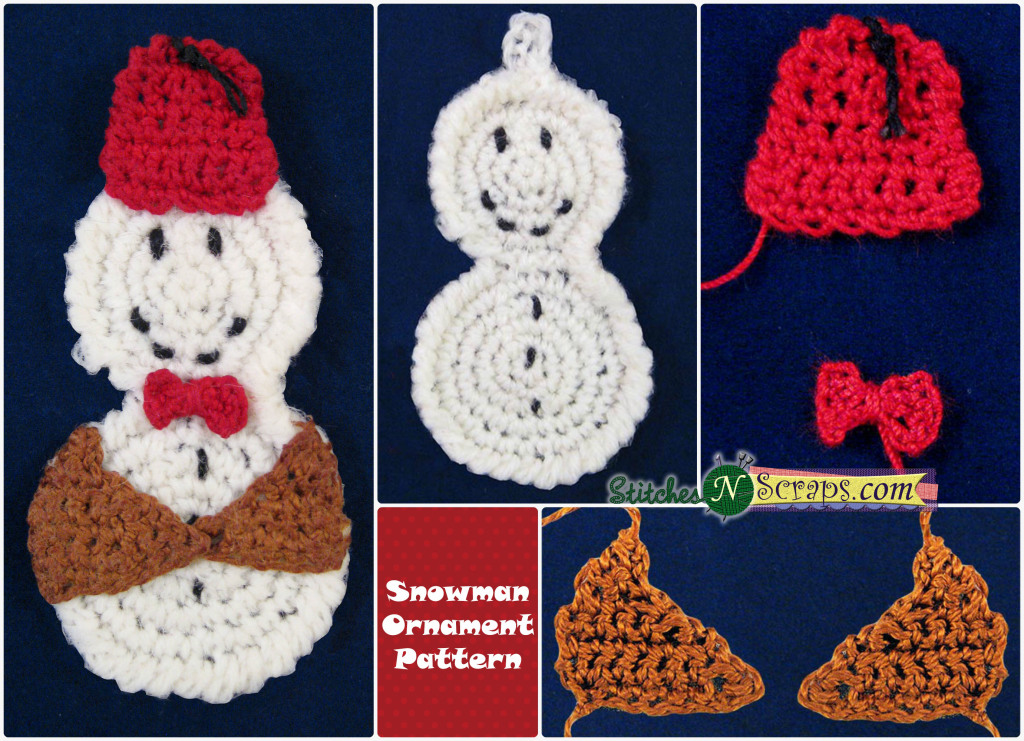 Snowman ornament with bowtie and fez