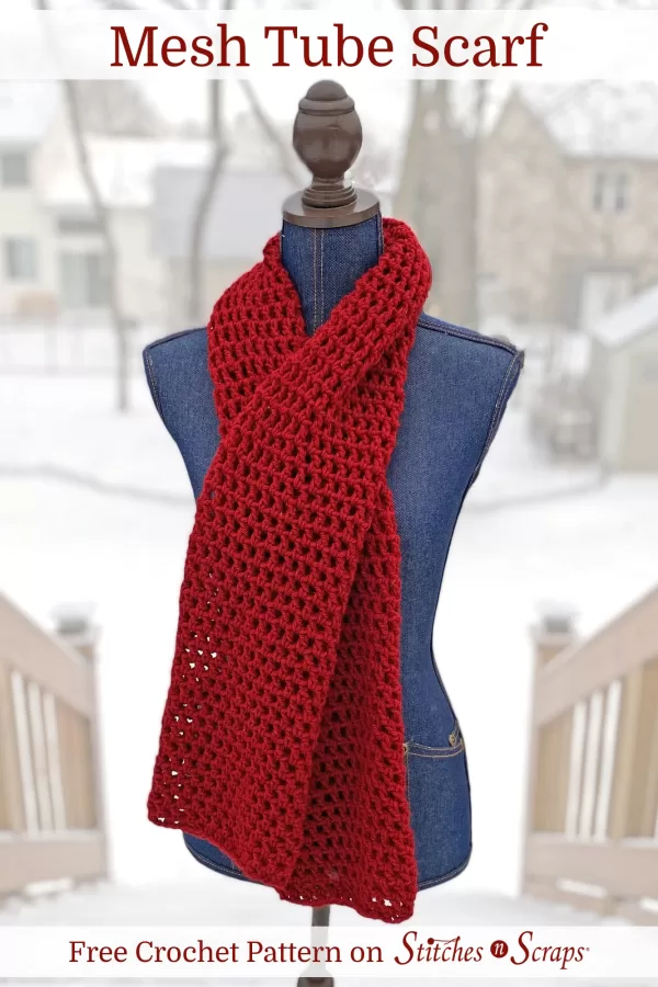 Mesh Tube Scarf - Easy crochet scarf pattern on Stitches n Scraps