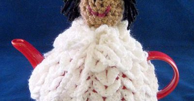 Finished December Angel tea cozy for Tea Cozy Tuesdays KAL / CAL on StitchesNScraps.com