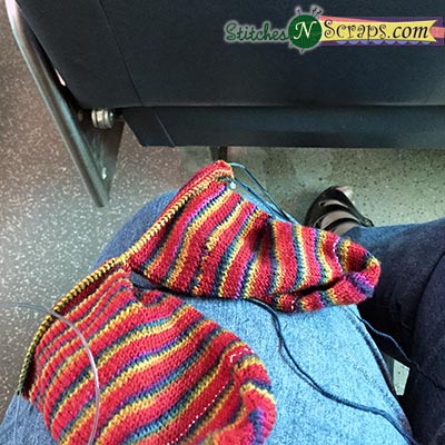 Knitting on the train