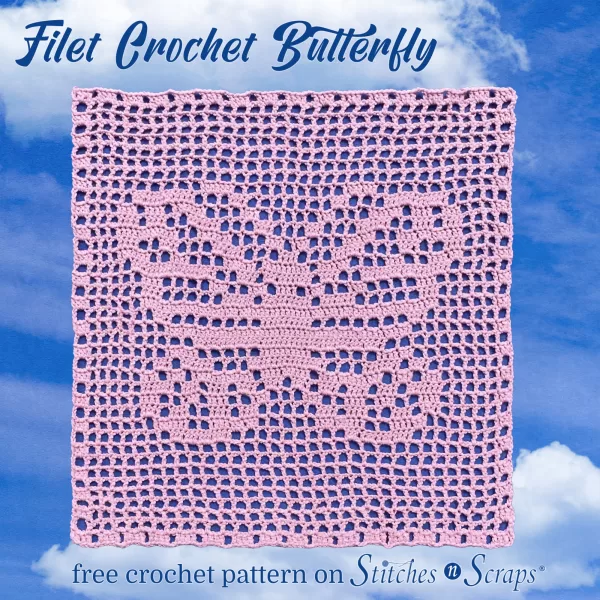 Filet Crochet Butterfly Square