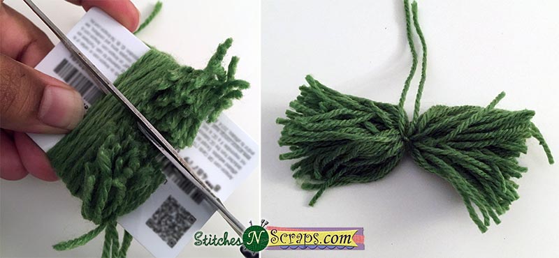 Cut yarn opposite the knot