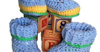 Fun Striped Booties - A free pattern on StitchesNscraps.com