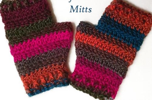 Pacific Sunset Mitts - a free crochet pattern on StitchesNScraps.com
