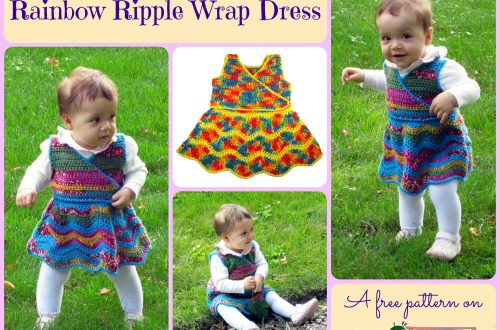 Rainbow Ripple Wrap Dress - A free crochet pattern on StitchesNScraps.com