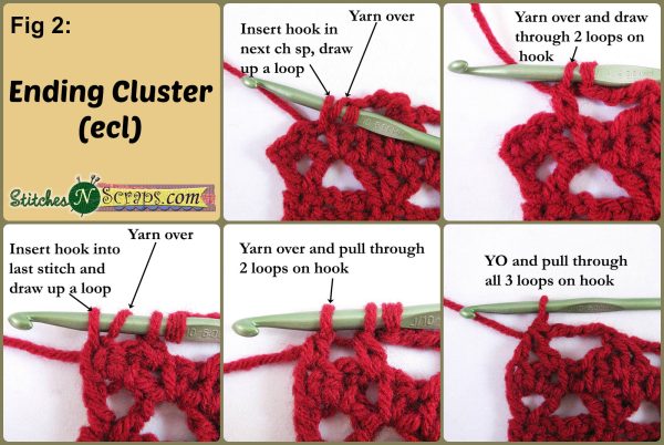 Ending Cluster - Starry Skies - a free crochet pattern on StitchesNScraps.com