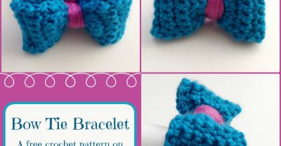 Bow Tie Bracelet - A free crochet pattern on StitchesNScraps.com