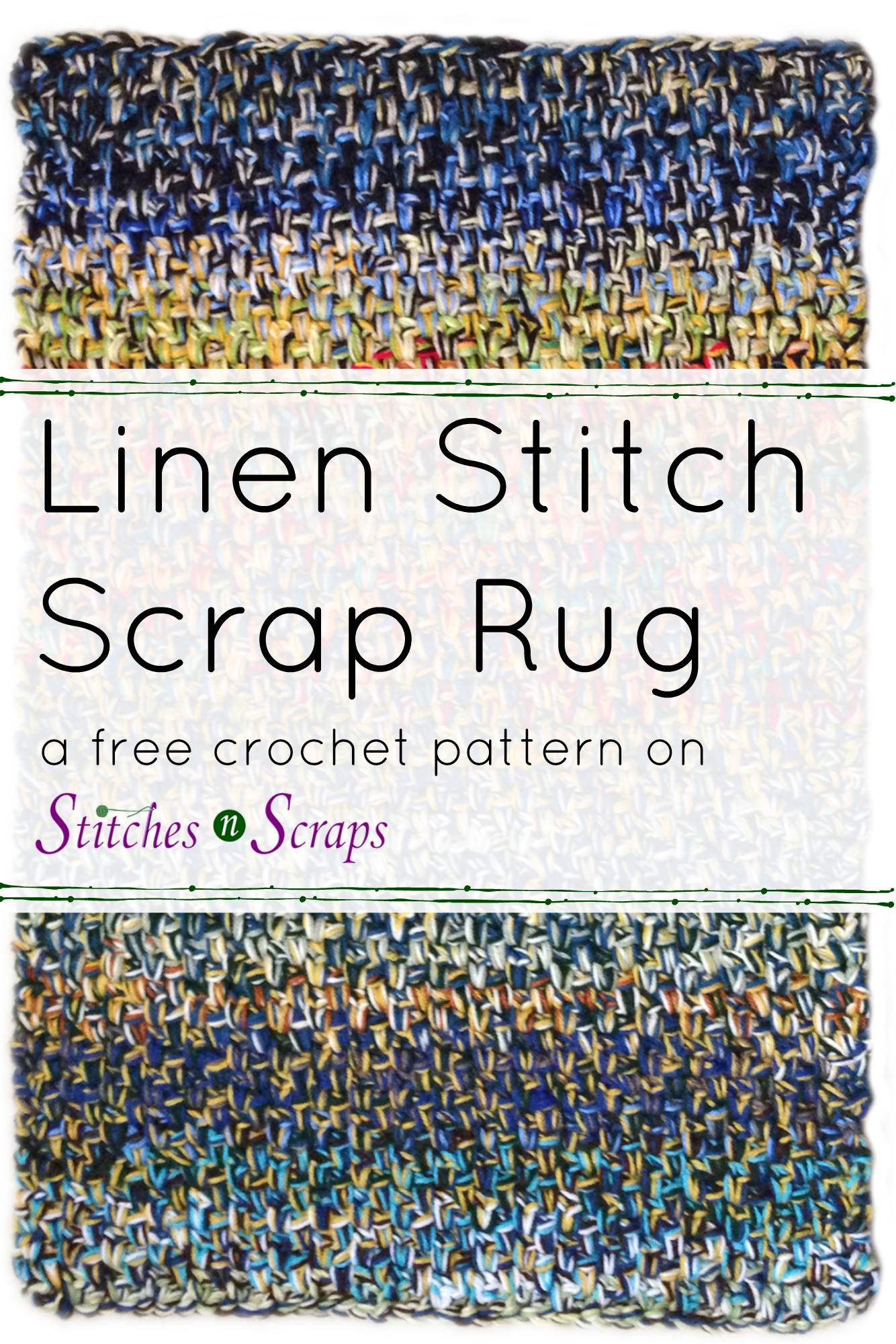 Linen Stitch Scrap Rug - A free crochet stash buster pattern on StitchesNScraps.com