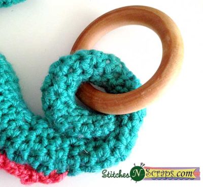 Tail - Seahorse Teether - a free crochet pattern on StitchesNScraps.com