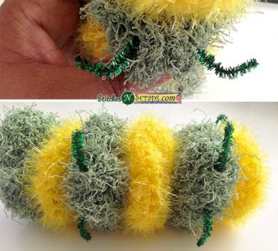 Making legs - Caterpillar Scrubby Set - A free crochet pattern on StitchesNScraps.com