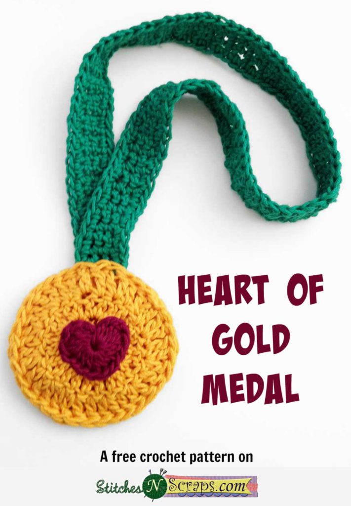 Heart of Gold Medal - a free pattern on StitchesNScraps.com