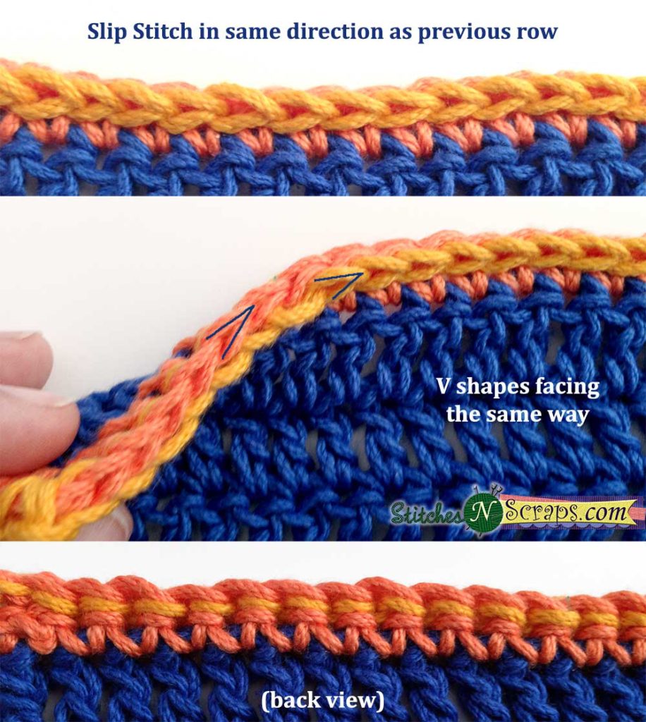 Same direction - slip stitch edgings - StitchesNScraps.com
