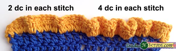 2dc and 4 dc ruffles - Edgings - StitchesNScraps.com