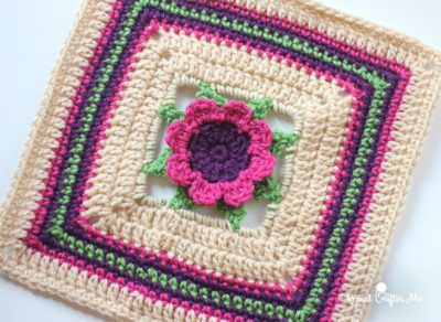 3D Crochet Flower Granny Square by Repeat Crafter Me