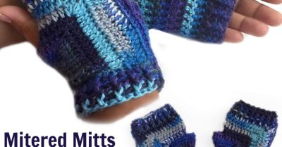 Mitered Mitts - a free pattern on StitchesNScraps.com