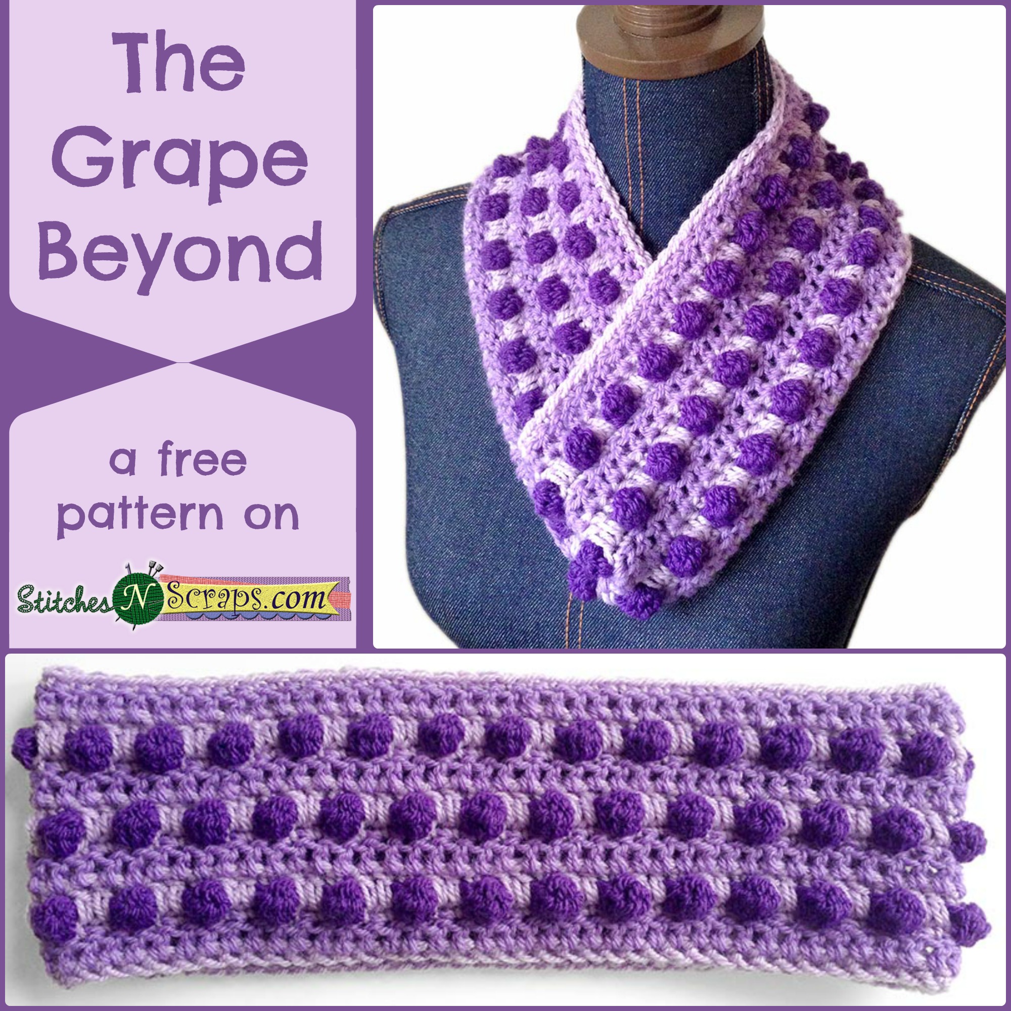 The Grape Beyond - A free pattern on StitchesNScraps.com