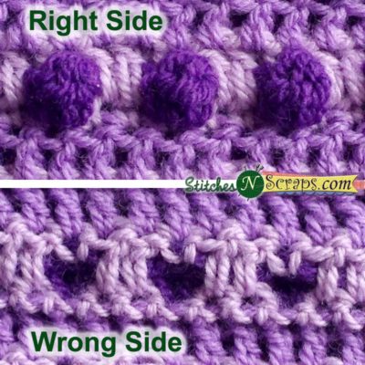 Front and back of stitch detail - Grape Cowl - SttichesNScraps.com